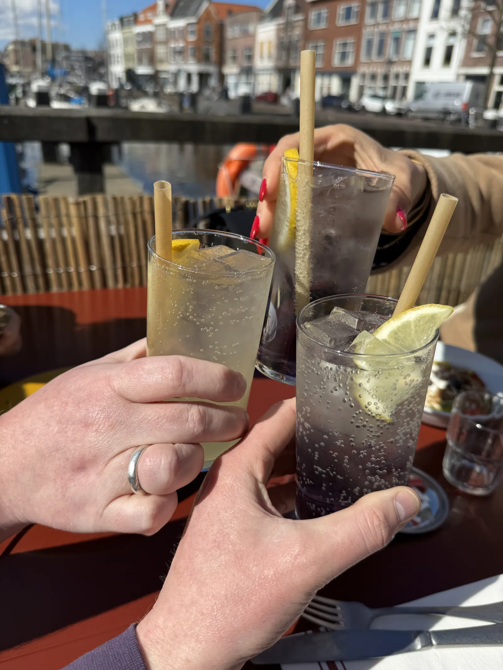 Refreshing drinks on a terrace in Leiden's city centre